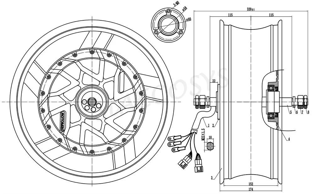 12000W Electric Motorcycle Hub Motor - QSMotor 17X6.0 cali 70H 12000W V4